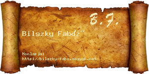 Bilszky Fabó névjegykártya